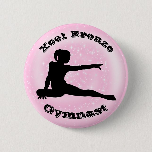Macaron Rond 5 Cm Xcel Bronze Gymnaste - Bouton Gymnastique Filles (Devant)