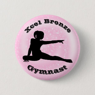 Macaron Rond 5 Cm Xcel Bronze Gymnaste - Bouton Gymnastique Filles