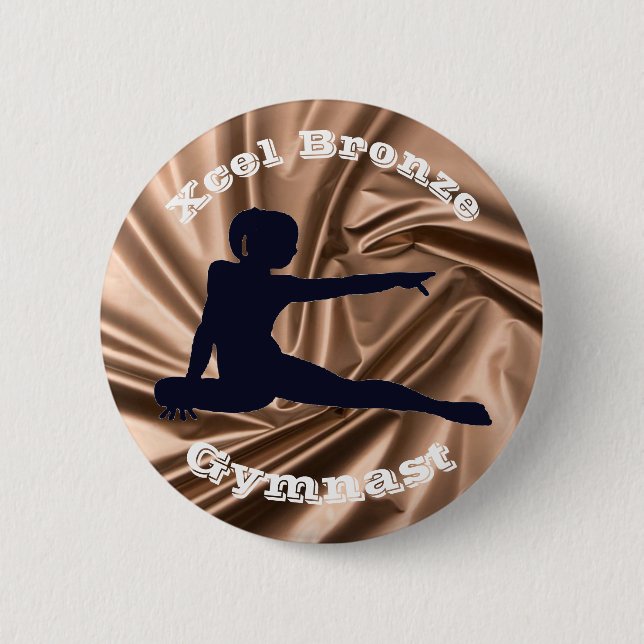 Macaron Rond 5 Cm Xcel Bronze Gymnaste - Bouton Gymnastique Filles (Devant)
