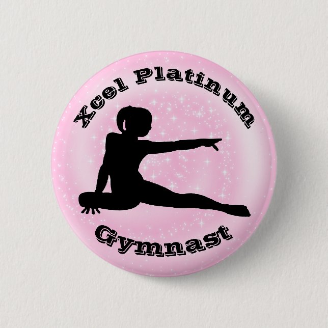 Macaron Rond 5 Cm Xcel Platinum Gymnast - Bouton Girls Gymnastique (Devant)