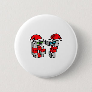 Macaron Rond 5 Cm Xel Robot 67 Avec Chapeaux De Père Noël Noël
