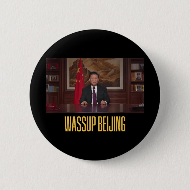 Macaron Rond 5 Cm Xi Jinping Wup Beijing drôle Mème Face Giga Xi Chi (Devant)