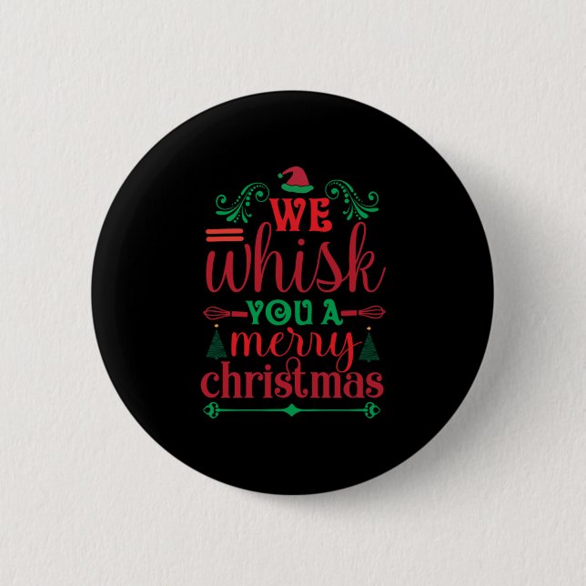 Macaron Rond 5 Cm Xmas Art We Whisk You A Merry Christmas (Devant)