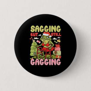 Macaron Rond 5 Cm Xmas Drôle Grenouille Meme Noël Affaissé Mais Touj