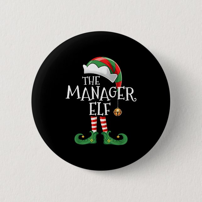 Macaron Rond 5 Cm Xmas Manager Elf Matching Family Group Christmas E (Devant)