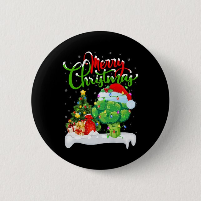Macaron Rond 5 Cm Xmas Tree Lights Santa Hat Vegetable Broccoli Chri (Devant)