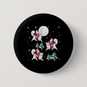 Macaron Rond 5 Cm Xmas Tree Père Noël équitation Perse Chat drôle No