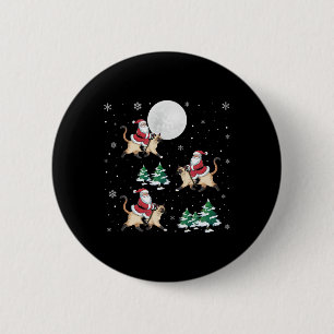 Macaron Rond 5 Cm Xmas Tree Père Noël équitation Siamese Chat drôle