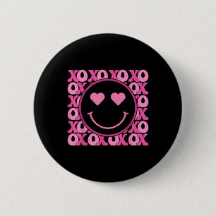 Macaron Rond 5 Cm Xo Smile Rose Visage Coeur Yeux Coeur Super Valent