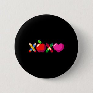 Macaron Rond 5 Cm Xoxo Professeur Saint-Valentin Crayon Et Pomme 3