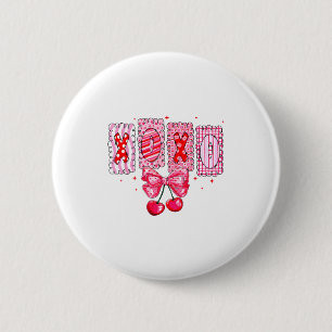 Macaron Rond 5 Cm Xoxo Saint-Valentin Coquette Cerise Arc Rouge Fill