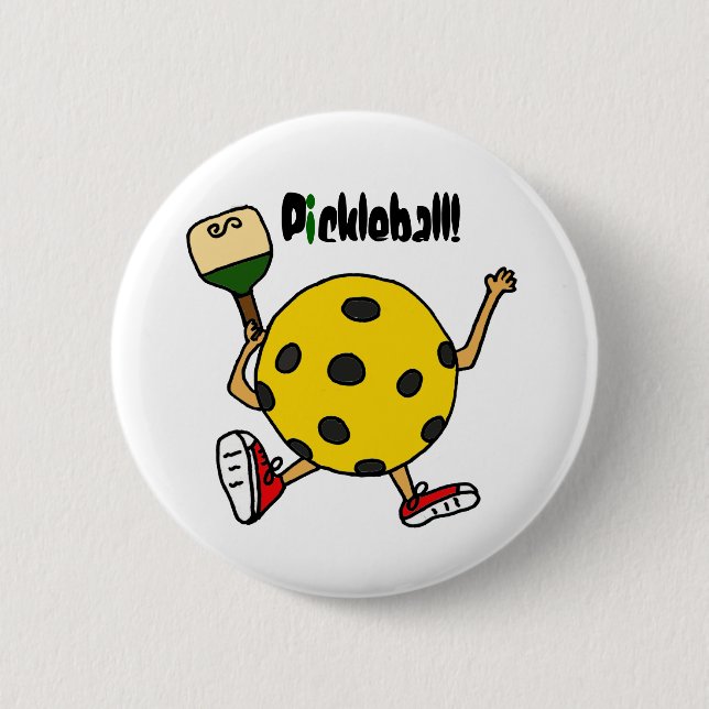 Macaron Rond 5 Cm XX caractère drôle de Pickleball (Devant)
