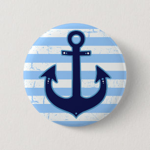 Macaron Rond 5 Cm yachting striped navy anchor