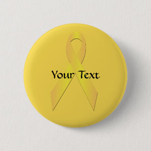Macaron Rond 5 Cm Yellow Awareness Ribbon Button Template