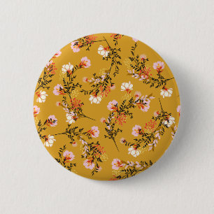 Macaron Rond 5 Cm Yellow background flowers