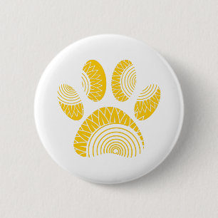 Macaron Rond 5 Cm Yellow Sunflower Dog Paw Print