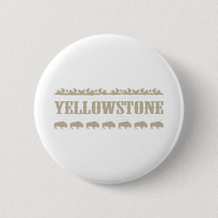 Macaron Rond 5 Cm Yellowstone Montana Buffalo
