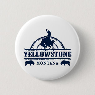 Macaron Rond 5 Cm Yellowstone Montana Rodeo Cowboy