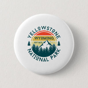 Macaron Rond 5 Cm Yellowstone Wyoming Nature Randonnée Extérieur Voy