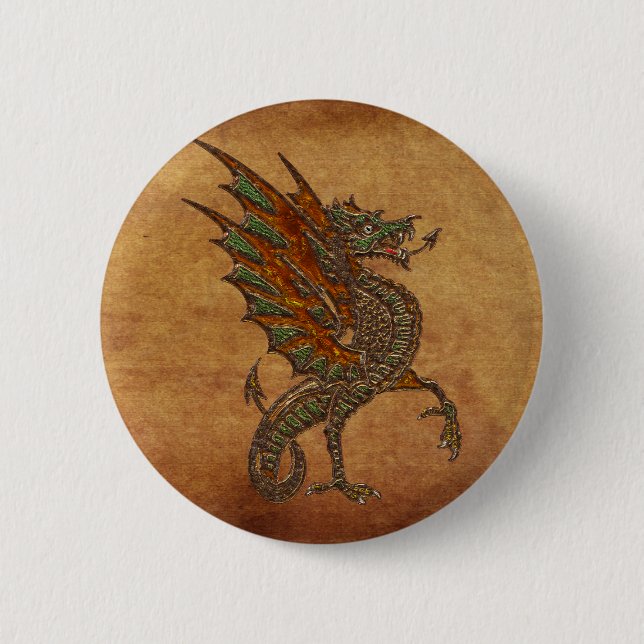 Macaron Rond 5 Cm Yes Old Medieval Dragon Design (Devant)