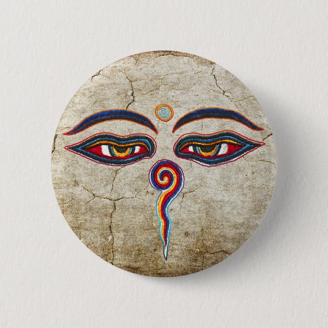 Macaron Rond 5 Cm Yeux de der Weisheit de Bouddha/Augen (Devant)