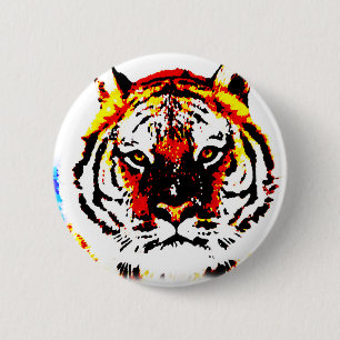 Macaron Rond 5 Cm Yeux de tigres sauvages