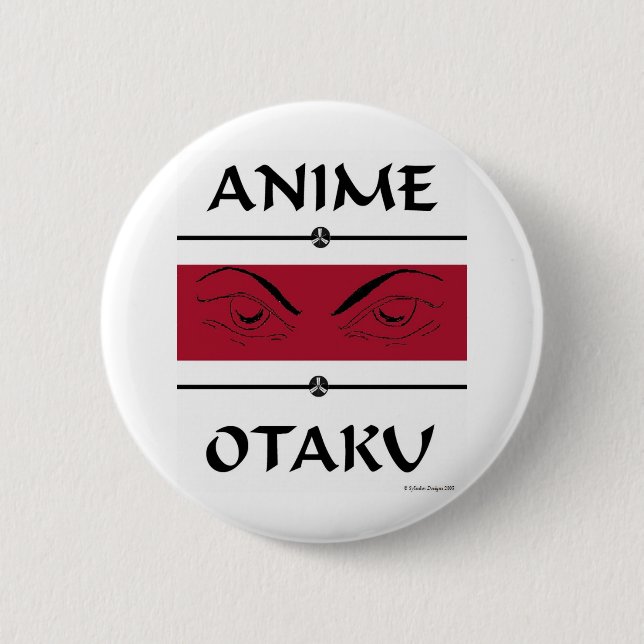 Macaron Rond 5 Cm Yeux mauvais d'Otaku d'Anime (Devant)