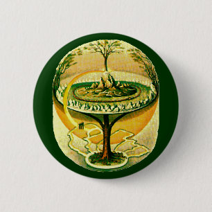 Macaron Rond 5 Cm Yggdrasil, Arbre De Vie