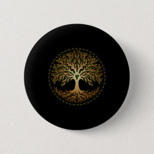 Macaron Rond 5 Cm Yggdrasil, Celtique, Arbre, Vie, Nordique, Mytholo