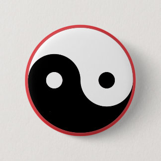 Macaron Rond 5 Cm Yin Yang - arrière - plan rouge