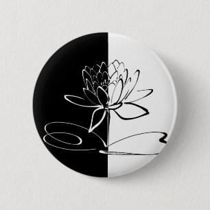 Macaron Rond 5 Cm Yin Yang Black Lotus Blossom