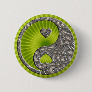 Macaron Rond 5 Cm Yin & Yang / Hearts SILVER