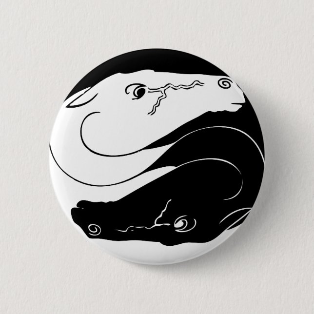 Macaron Rond 5 Cm Yin Yang Horse Pin (Devant)