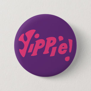 Macaron Rond 5 Cm YIPPIE ! Bouton de hippie de guerre du