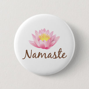 Macaron Rond 5 Cm Yoga de fleur de Namaste Lotus