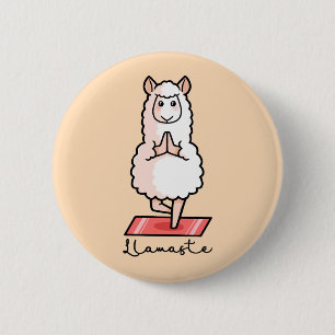 Macaron Rond 5 Cm Yoga Llama - Llamaste