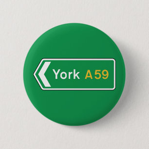 Macaron Rond 5 Cm York, panneau routier BRITANNIQUE