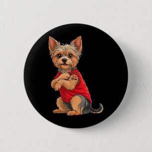 Macaron Rond 5 Cm Yorkie avec Yorkshire Terrier tatoué Amour