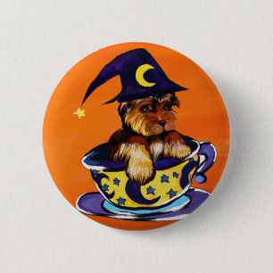 Macaron Rond 5 Cm Yorkie Poo Halloween