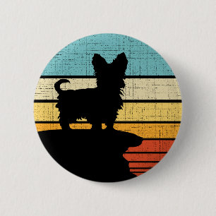 Macaron Rond 5 Cm Yorkie Propriétaire Retro Vintage 60s les années 7