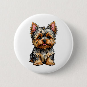Macaron Rond 5 Cm Yorkshire Terrier