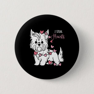 Macaron Rond 5 Cm Yorkshire Terrier Chien I Voler Coeurs mignons Val
