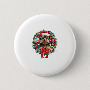 Macaron Rond 5 Cm Yorkshire Terrier Décor de couronne de Noël Noël N