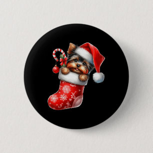 Macaron Rond 5 Cm Yorkshire Terrier en Sock Noël Noël Noël Noël Noël