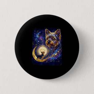 Macaron Rond 5 Cm Yorkshire terrier hurle à la lune mème 90s