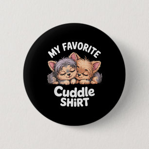 Macaron Rond 5 Cm Yorkshire Terrier Mignon Endormi Yorkies Favori