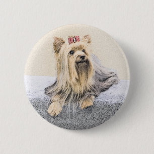 Macaron Rond 5 Cm Yorkshire Terrier Peinture - Cute Original Chien A