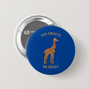 Macaron Rond 5 Cm You Giraffe Me Crazy Funny Zoo Safari Animal Pun