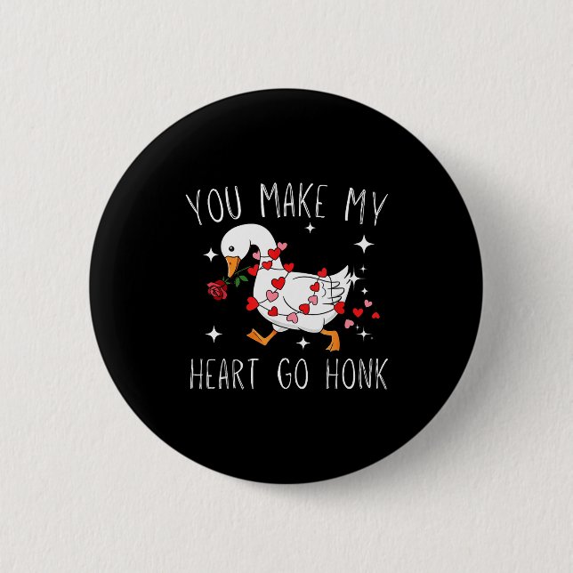 Macaron Rond 5 Cm You Make My Heart Go Honk Valentine Goose  (Devant)