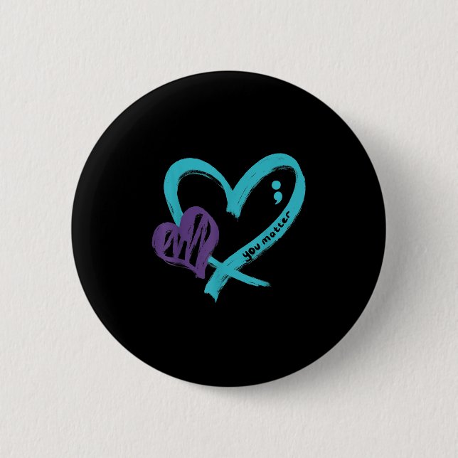 Macaron Rond 5 Cm You Suicide Prevention Awareness Teal Purple Heart (Devant)